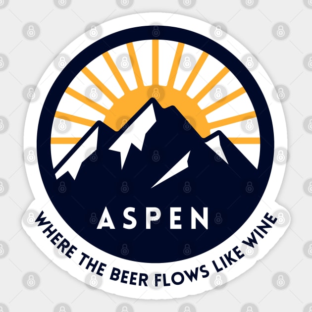 ASPEN - Where the beer flows like wine Sticker by BodinStreet